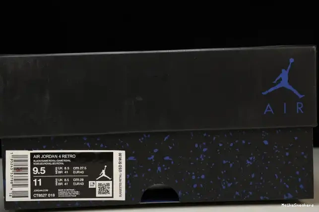 MaikeSneakers Royal Black CT8527-018 Jordan Game Retro 4 0324